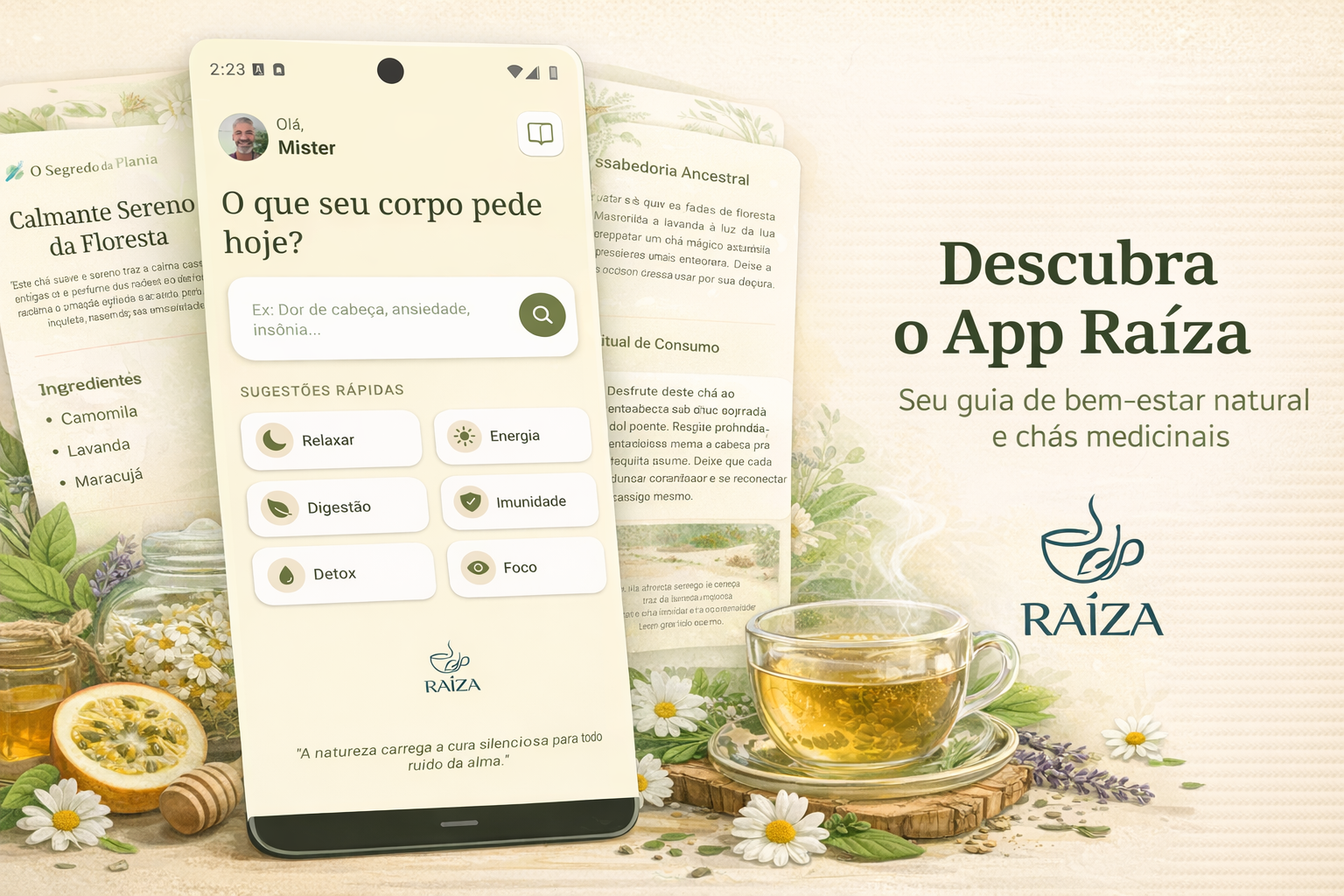 Raíza: O Aplicativo Inteligente de Chás Funcionais